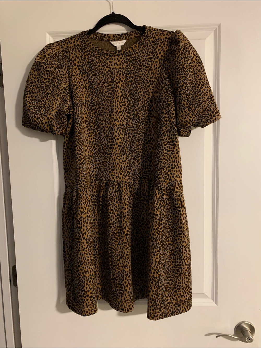 crown & ivy Leopard Print Mini Dress - Brown & Black